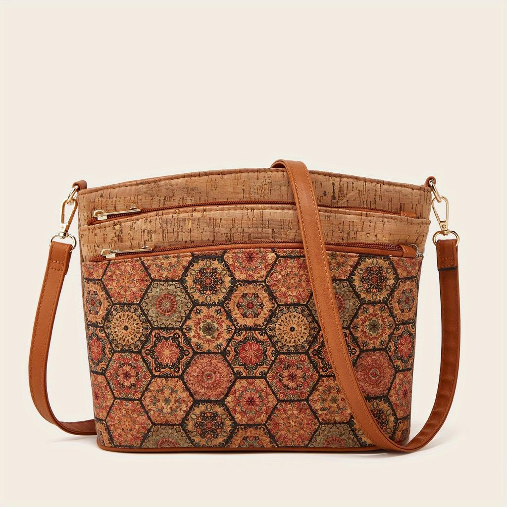 Винтажная сумка через плечо с цветочным принтом, женская сумка через плечо с узором коры дерева, сумка на плечо в этническом стиле
