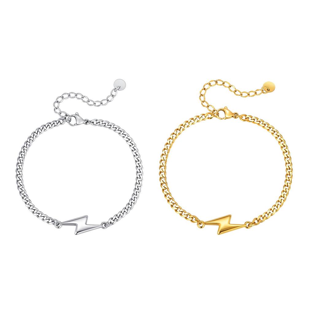 Минималистичный парный браслет из нержавеющей стали в форме молнии BR-2620