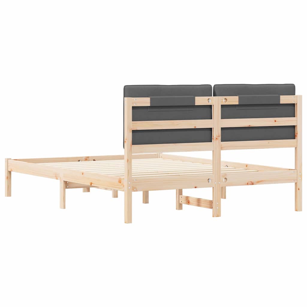 Bed Frame with Padded Headboard Dark Grey 140 x 190 cm