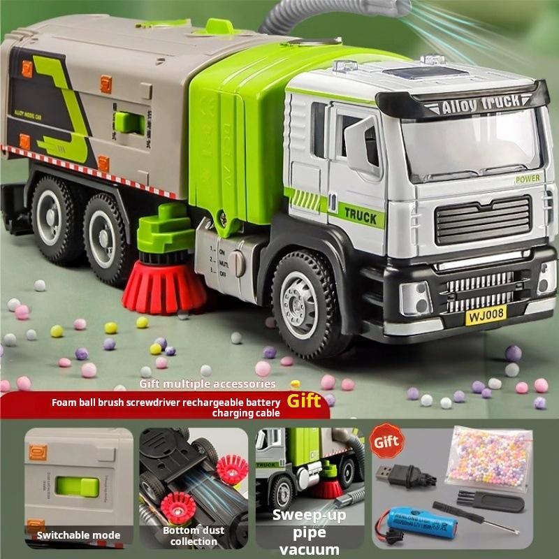 Alloy Sanitation Sweeper Model Simulation Vacuum Cleaner Boy Electric Sound And Light Universal Toy Car