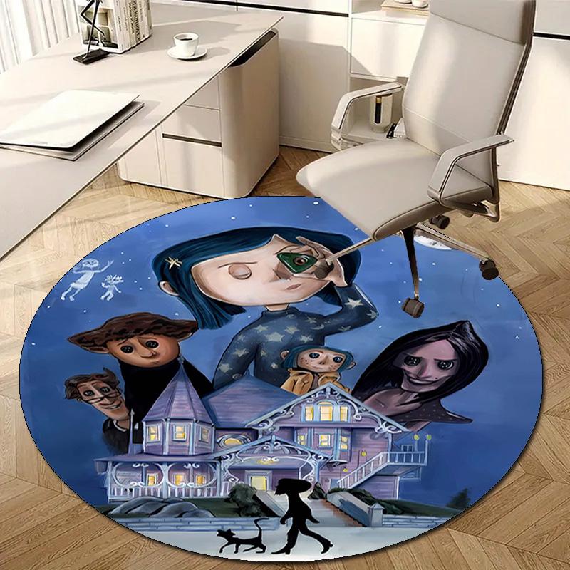 1pc Coraline (5) Design Printed Area Round Carpet for Bedroom Living Room Home Decor Rugs Mat Non Slip Mat Rug for Bedside