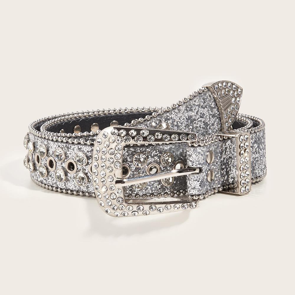 Ремни Y2K со стразами Цинковый сплав Цинковый сплав Пояс Панк Блингблинг Ремень Женский