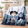 Corpse Bride Emily Victor Custom Name Flannel Throw Blanket Soft Warm for Sofa Bed Indoor Home Use