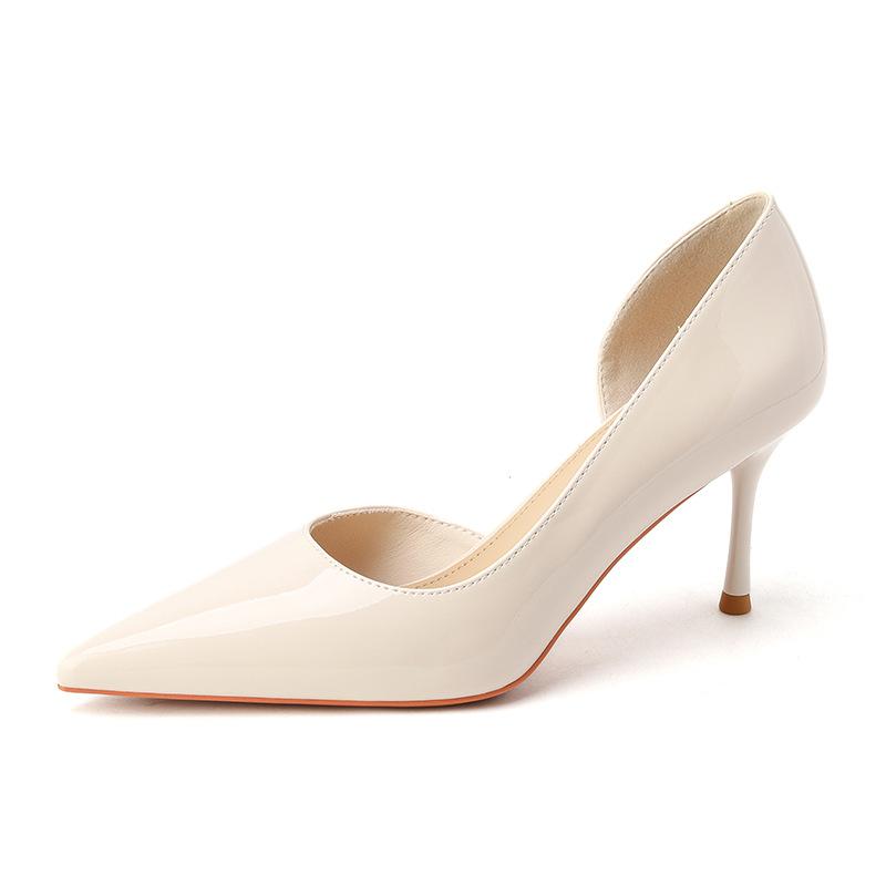 9 лакированных туфель на высоком каблуке для женщин, весенние новые однотонные туфли на шпильке с острым носком для женщин