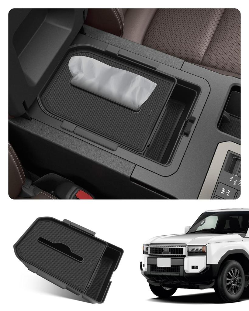 SKTU Toyota Land Cruiser 250 Exclusive Console Box Tissue Hider Inner Tray Small Item Storage Accessories ABS Material Dustproof No Rattle Car