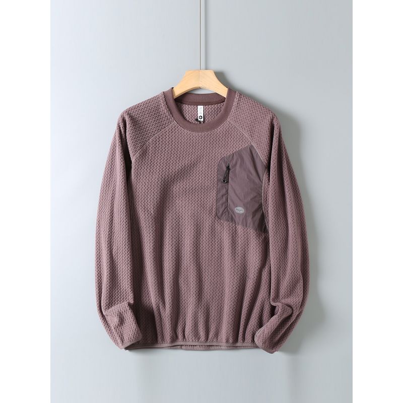 Authentic Japanese-Style Functional Crewneck Sweatshirt, Long-Sleeve Autumn and Winter Fleece Jacket for Men, Color-Blocking Couple's Versatile Top