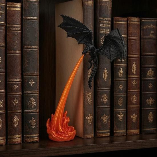 Витрина Украшения Дракон Пламя Уголок для Книг Декор, 3D Печатная Фигурка Огнедышащего Дракона, Светящаяся в Темноте Современная Настольная Модная Игрушка, Темное Украшение,