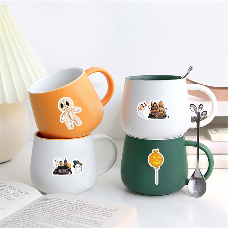 52 шт. самоклеящиеся наклейки на Хэллоуин милые водонепроницаемые наклейки на Хэллоуин с изображением замка-призрака и тыквы для телефона, ноутбука, багажа, гитары