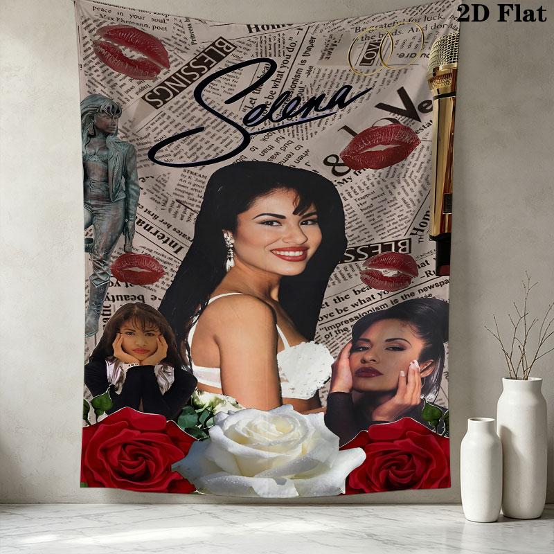 Selena Quintanilla Wall Tapestry Aesthetic Wall Hanging Printed Fabric Blanket Decorative Tapestries For Bedroom Living Room Home Decor