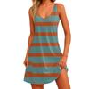 Women's Casual Print Summer Bohemian Beach Dress With Pockets V Neck Tank Dress