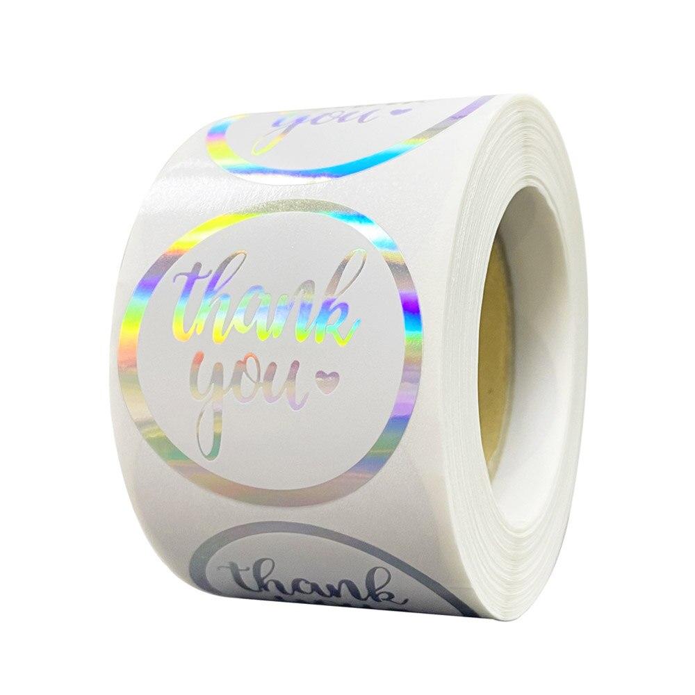 100-500 шт. 1 дюйм, спасибо за поддержку моего малого бизнеса, наклейки, радужные лазерные наклейки для канцелярских товаров, упаковочные коробки, этикетки
