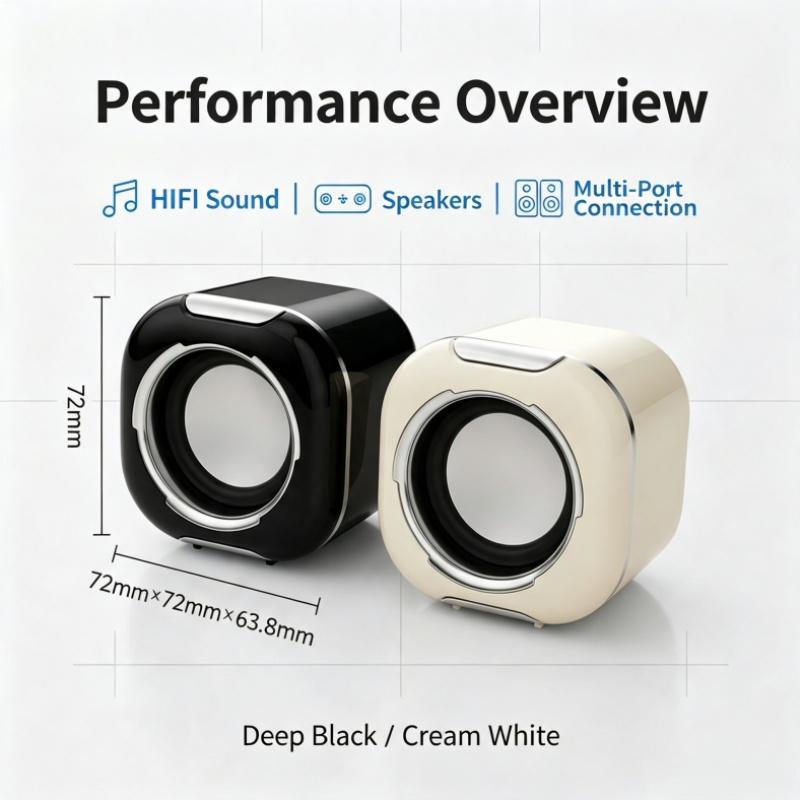 Mini Desktop Computer Speakers USB Dual Bass Cannon Home Use Stereo Surround Sound Quality Compact Soundbox for PCs