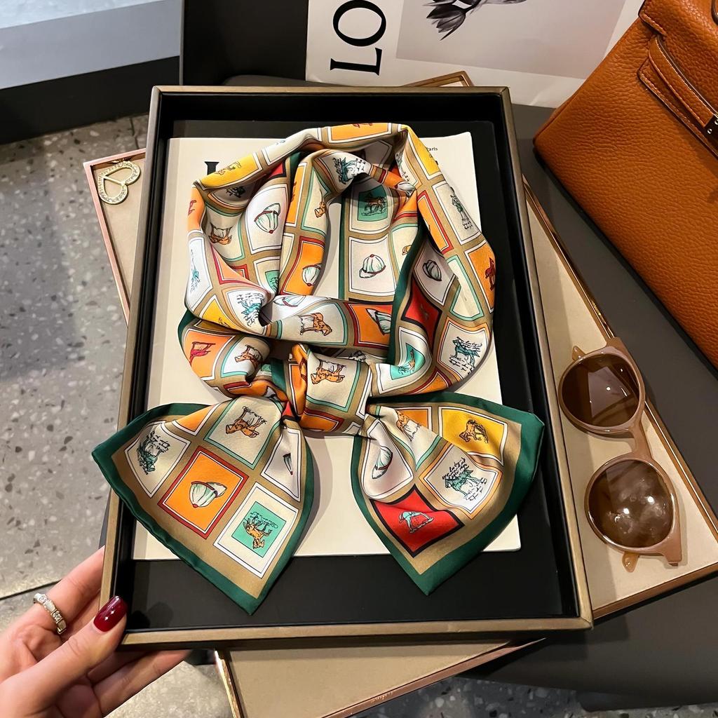 Long silk scarf women's new scarf versatile autumn and winter foreign style fashion matching shirt tied bag square scarf scarf