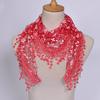 Sweet Pretty Elegant Hollow Tassel Lace Rose Floral Knit Triangle Mantilla Scarf Women Ladies Shawl Wrap Scarves