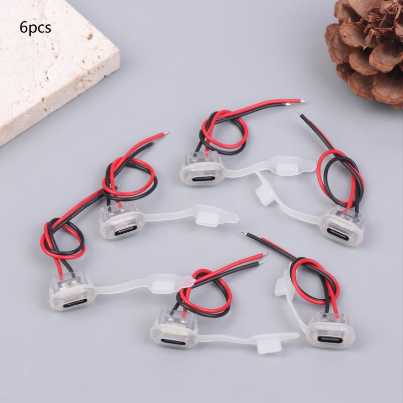 3/6 шт. 2-контактный USB Type-C Вход Тип Зарядная Розетка Водонепроницаемый Разъем Мама С Ночным Светом DIY Порт Зарядки 3A 5V