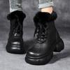 GKTINOO Genuine Leather Short Boots for Women Winter Wedges Warm Snow Boots Platform Shoes Thick Sole Rabbit Fur Woman Boots