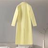 Модное желтое шерстяное длинное пальто для женщин, утолщенное, теплое, свободное, с лацканами, с длинным рукавом, на одной пуговице, однотонное пальто 2024 года, осень-зима, элегантная ветровка