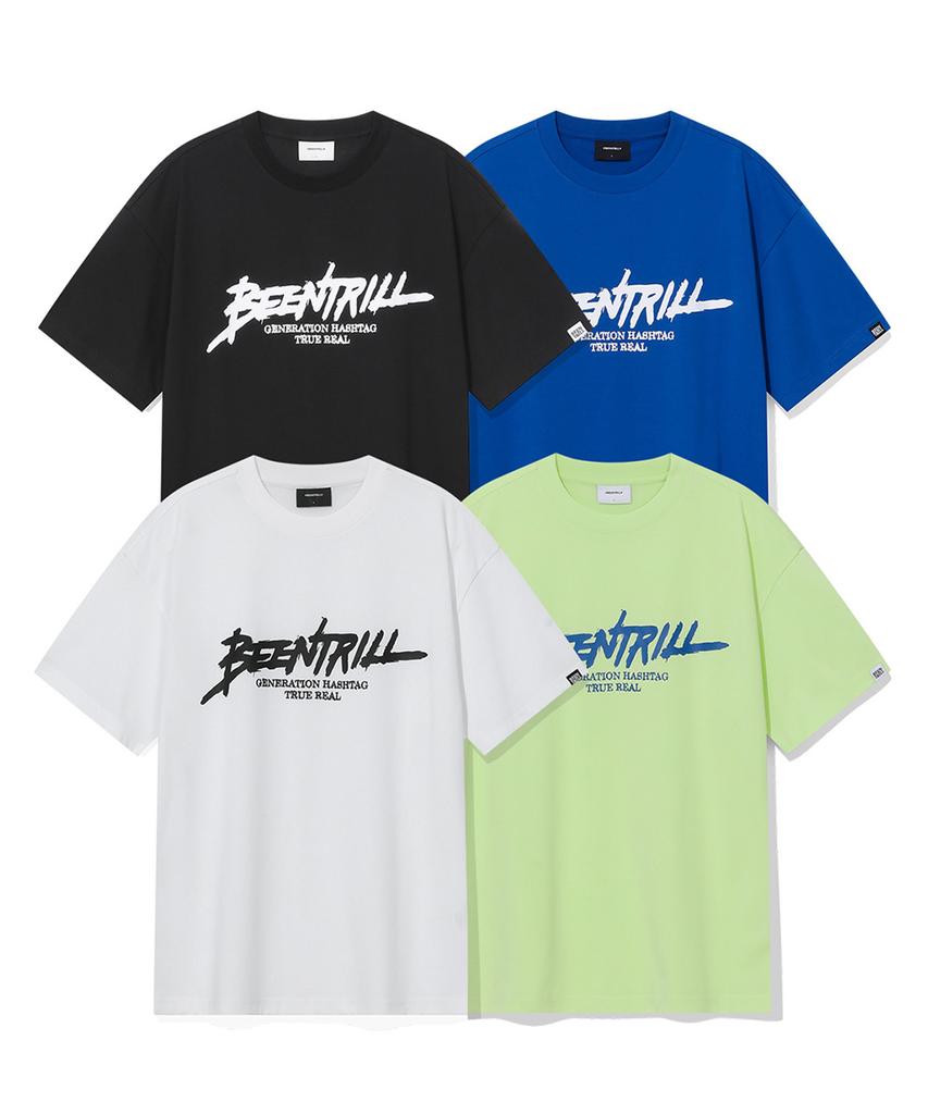 BEENTRILL Футболка с настоящим скриптовым принтом (белый)