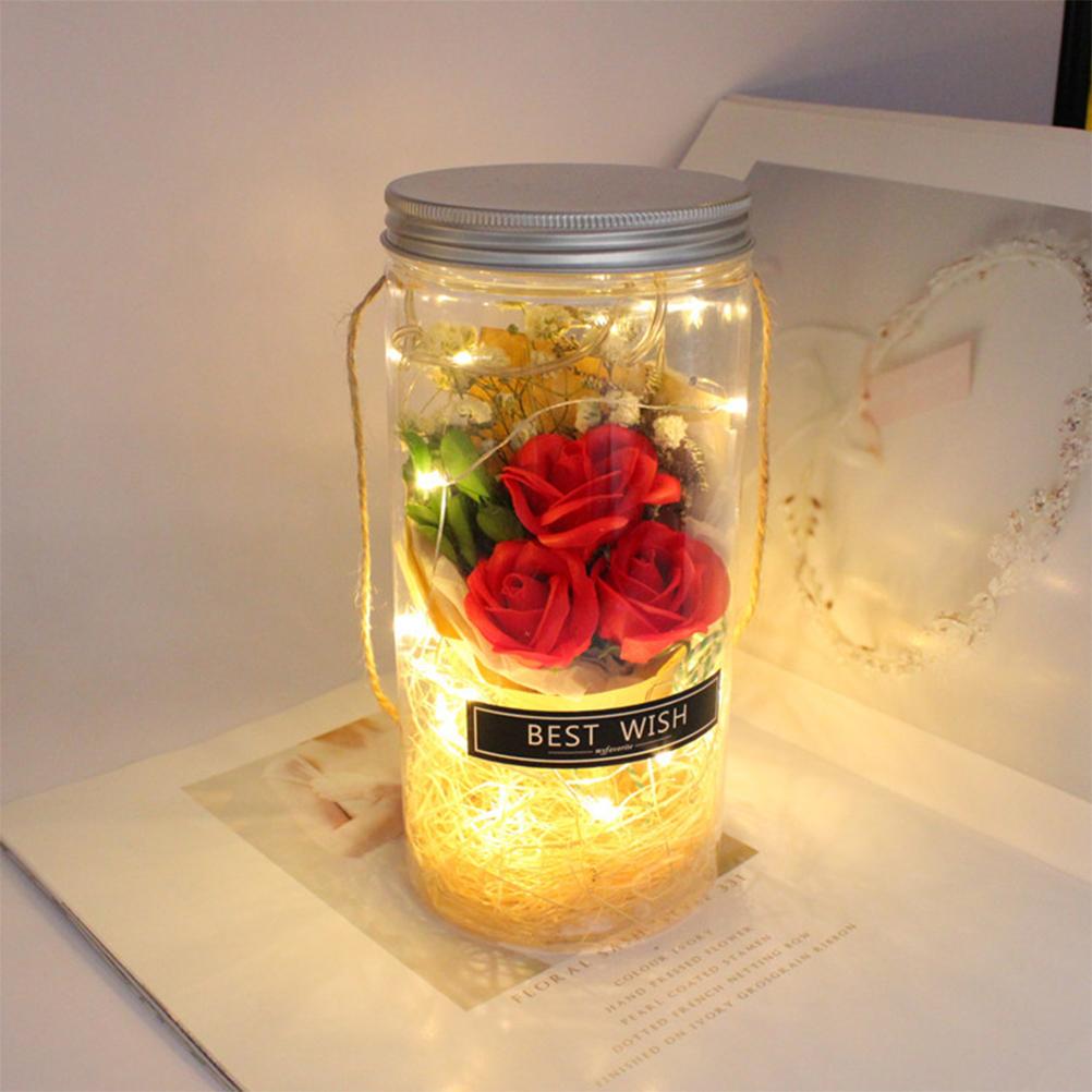Romantic Eternal Rose Never Withered Rose Night Light Ing Bottle Preserved Flowers Soap Rose