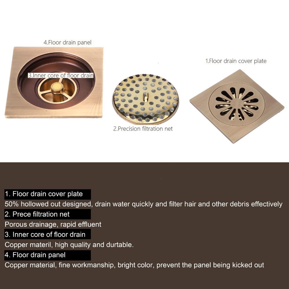 Copper Floor Drain Set Antique Floor Drain Easy Clean Shower Drain  Outdoor Shower