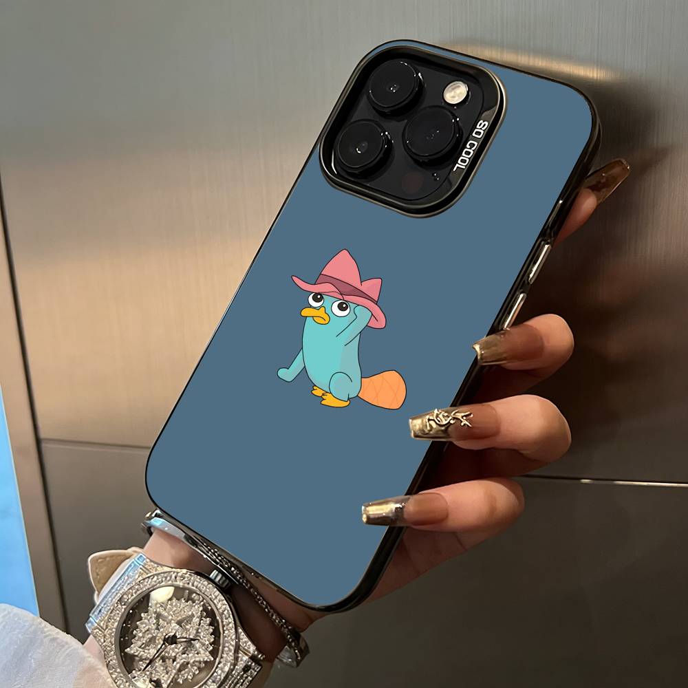 P-Perry The P-Platypus Phone Case For IPhone17 16 11 12 13 14 15 16 Pro Max Plus Cover Colored Silver Funda Bumber