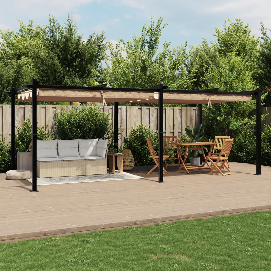 Garden Pavilion with Extendable Roof Taupe 3x6 m Aluminum