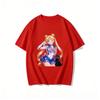 Summer  Hot Sailor Moon Tsukino Usagi  Luna Cat T-shirt Print Casual Tee Parent-child Matching Tops Versatile