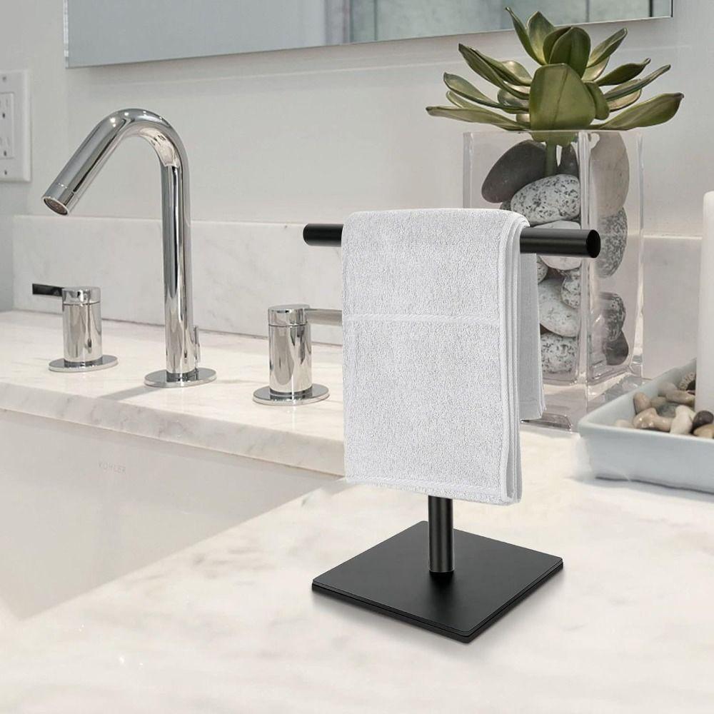 Stainless Steel Bath Towel Stand T-Shape Hand Towel Holder Durable Bathroom Towel Hanger Vanities