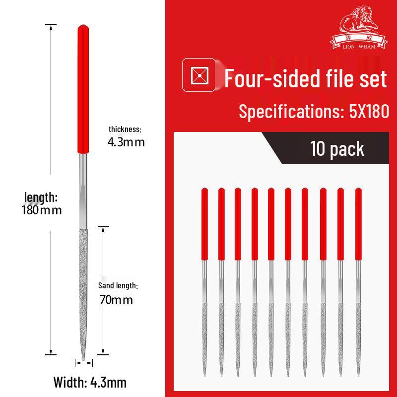 Titanium-Plated Fine Alloy Diamond File Set for Metal Grinding & Deburring