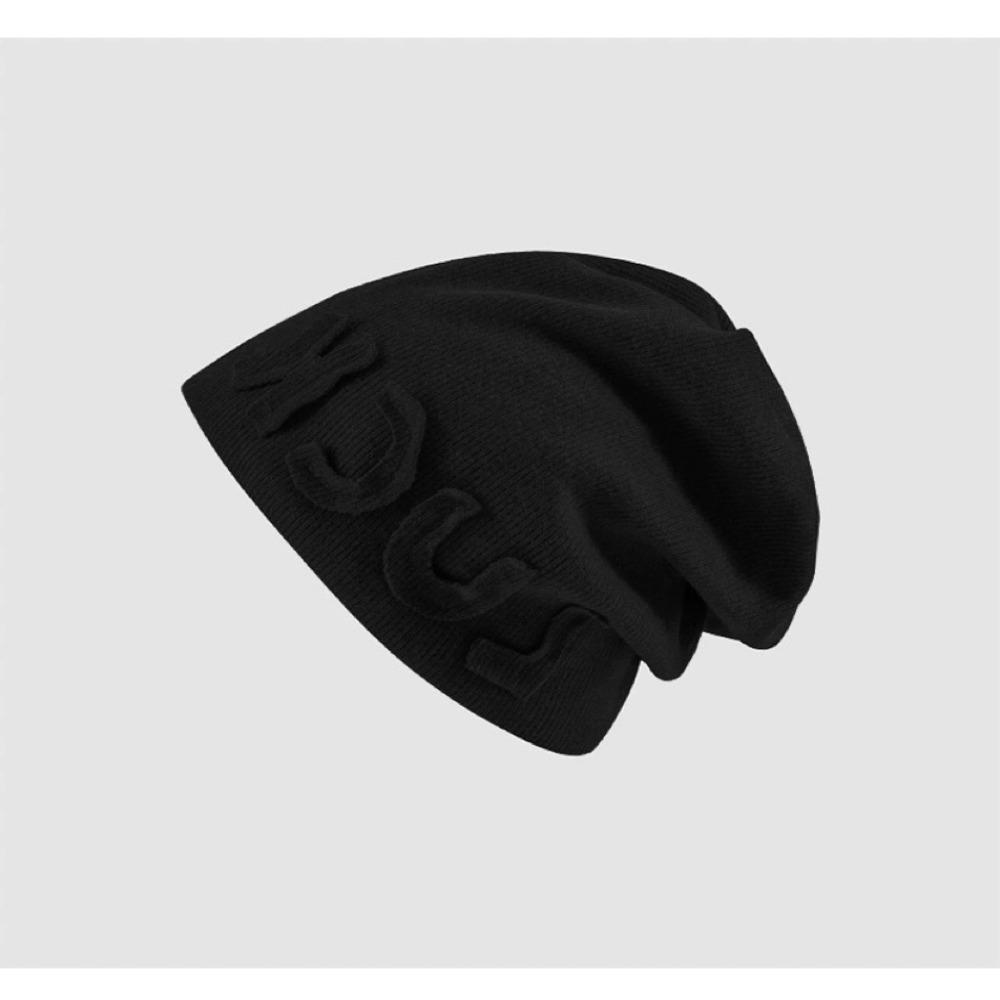 Elastic Letter Beanie Cap Solid Color Knitted Hat Fashion Ear Protection  For Men Women