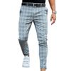 Мужские брюки в клетку Slim Fit Мягкие эластичные повседневные длинные брюки для работы, офиса и бизнеса