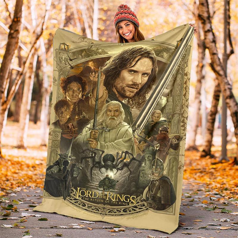 Tolkien Fan Flannel Blanket Soft Warm All-Season Throw, Design for Camping, Car Travel, Hiking Sofa, Bed, Office Perfect Gift for Parties