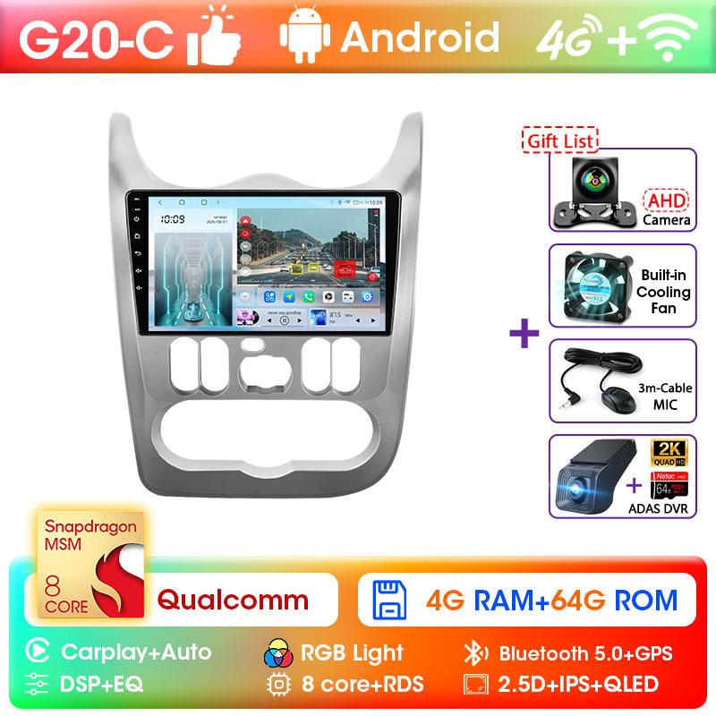 Srnubi autoradio pour Renault Logan 1 Sandero 2009 - 2015 pour Dacia Duster 2010 - 2017 Carplay Android Auto BT GPS unité principale