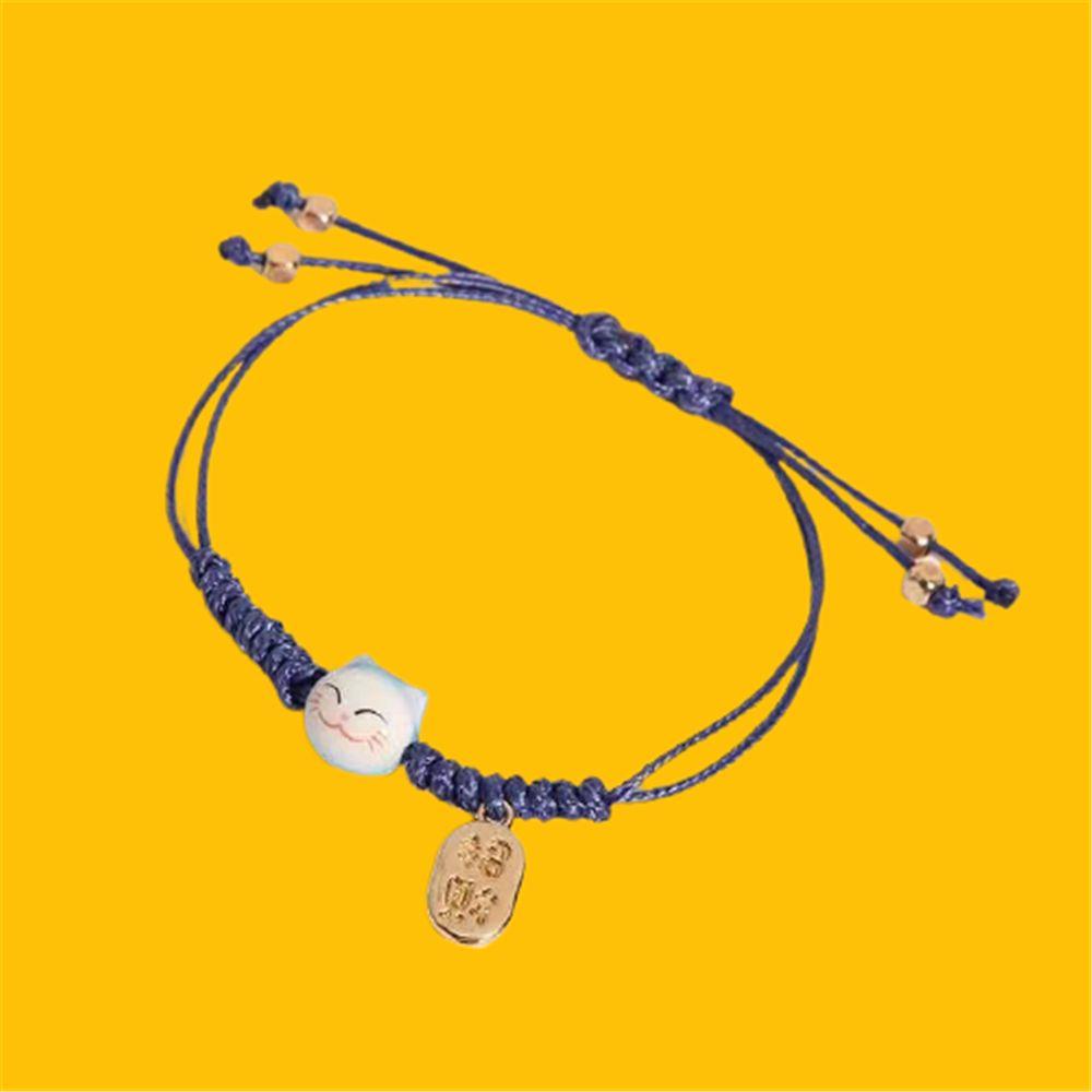 New Gifts Cute Lucky Cat Bracelet Couple Bangles Colorful Rope Handmade