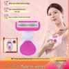 6-Layer Pink Women's Portable Razor for Underarms & Intimate Areas - Small Shell Manual Razor with Soap