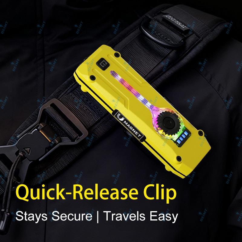 Slim EDC Flashlight Dual Direction Metal Clip Magnetic Body Three Light Modes RGB Laser Pointer 7 Color Changing Function Gift