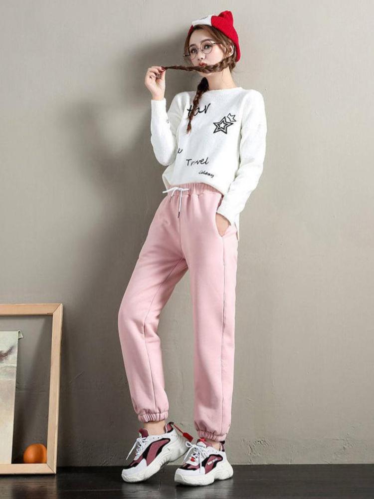 Winter Velvet Sports Pants for Women, Wide Legs, Loose Large Size, Fat Legs, Warm and Thick Lamb Velvet Lantern Pants, Waiver Pants