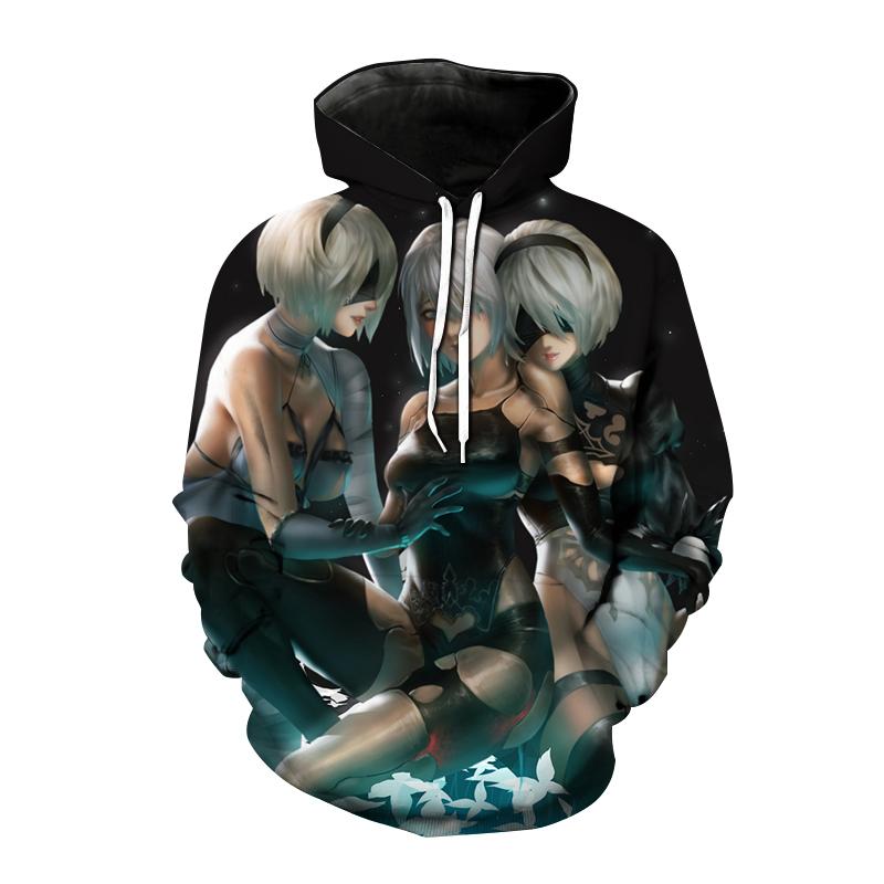 Толстовки с капюшоном Nier Automata, толстовка с 3D принтом аниме-игры для мужчин и женщин, модная толстовка большого размера, пуловер в стиле Харадзюку, пальто