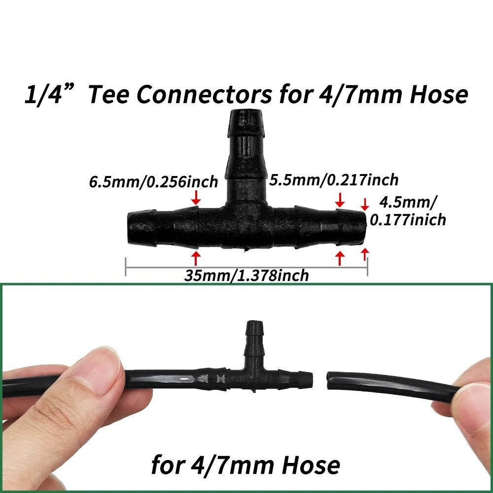 400/200 шт. Соединители для садового орошения, Капельное орошение, Ёршовые соединители, Универсальные ёлочные тройники, Подходят для капельной трубки 1/4 дюйма (Тройник 4/7 мм)