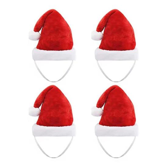 Pet Santa Hat Red Fleece Santa Claus Hat Dog Cat Dress-up Costume for Puppy Kitten Small Cats Dogs Holiday Cosplay Accessory