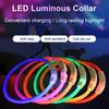 Led Glowing Dog Collar 3/Light Modes Luminous Night Charge Light 50Cm Prevention Pet Rechargea Safety Flashing Glow Dc5V Usb Red