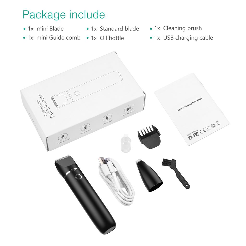 Silent Dog Clippers 2 IN 1 Electric Dog Trimmer Dog Grooming Kit with 2 Clipping Heads Rechargeable Hair Trimmer for Cats P