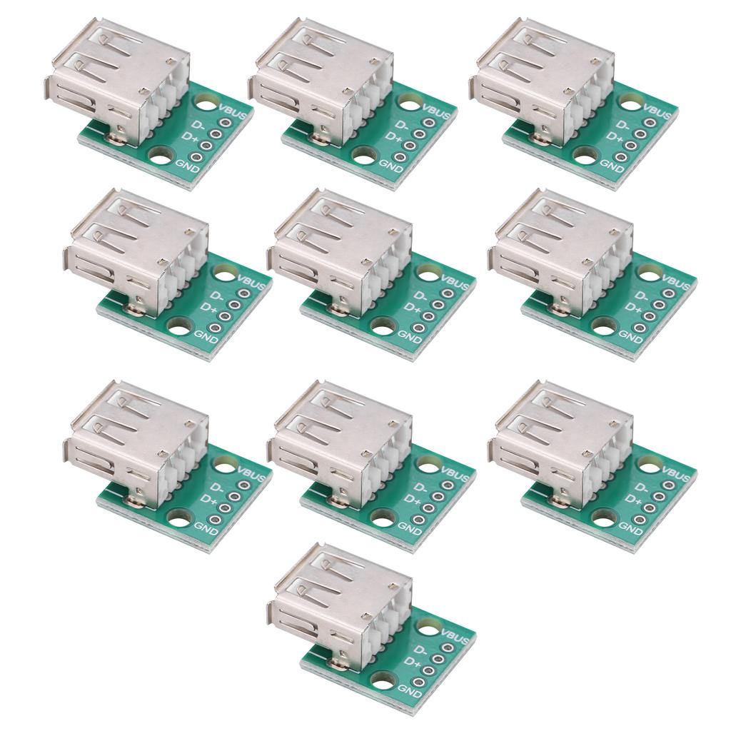 10Pcs USB Type A Female Socket Breakout Board 2.54mm Pitch Adapter Connector DIP
