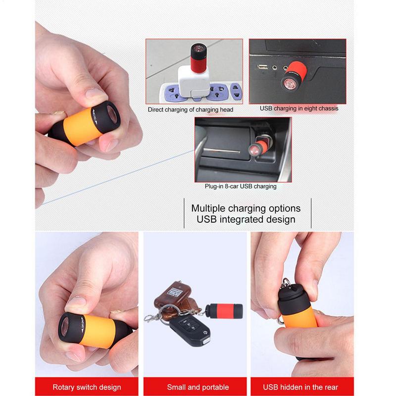 Светодиодный фонарик, перезаряжаемый через USB, ручной, карманный, водонепроницаемый, мини-брелок, многофункциональный аварийный фонарь, светодиодный свет