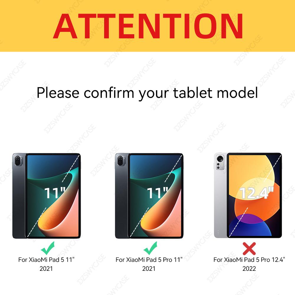 Чехол для Mi Pad 5/5 Pro 11 дюймов, Гладкая передняя крышка и мягкая задняя крышка, Автоматическое включение/выключение, Легкий чехол