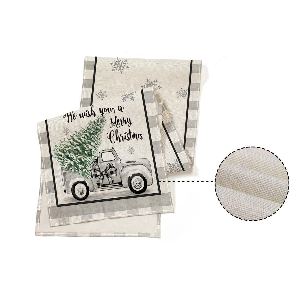 Christmas Printed Table Flag Kitchen Table Festive Decoration Small Tablecloth Linen Table Cloth