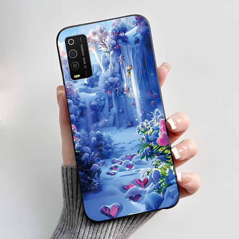 Casing For TCL 205 Case 4187D Aesthetic Fashion Cute Cat Cartoon Black Matte Soft Silicone Back Cover Shockproof TPU Phone Case