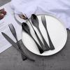24Pcs Black Dinnerware 18/10 Stainless Steel Flatware Set Steak Knife Fork Spoon Teaspoon Cutlery Set Food Tableware Silverware