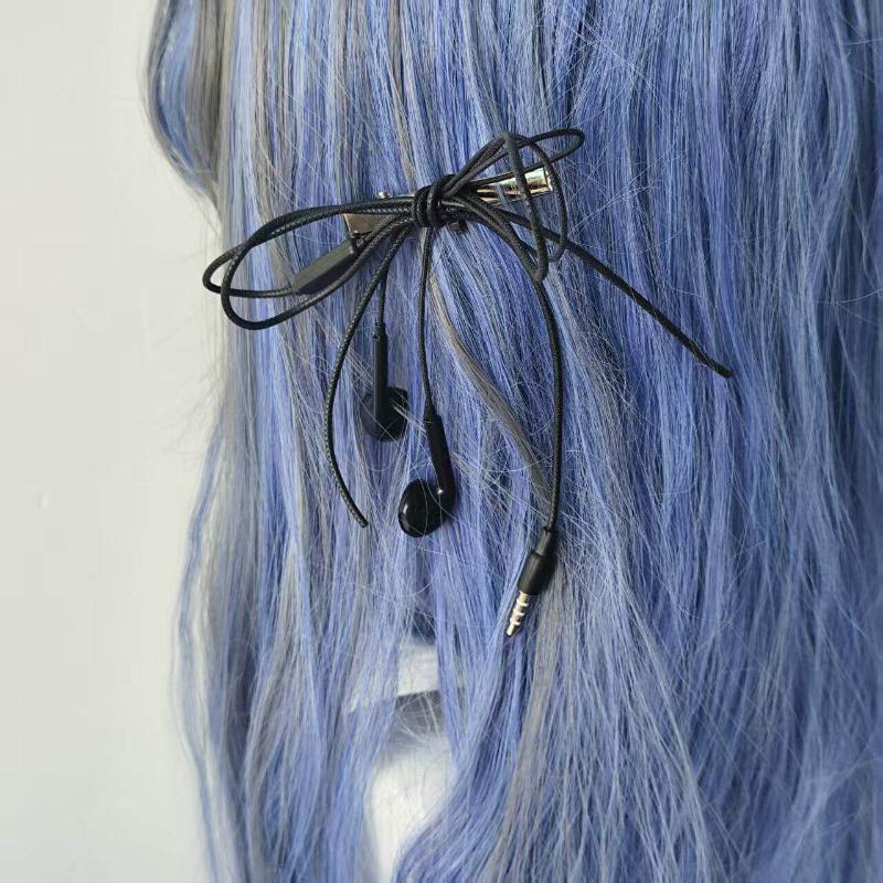Funky Y2K Headphone Wire Bow Hair Clips Retro Style for Teen Fashion