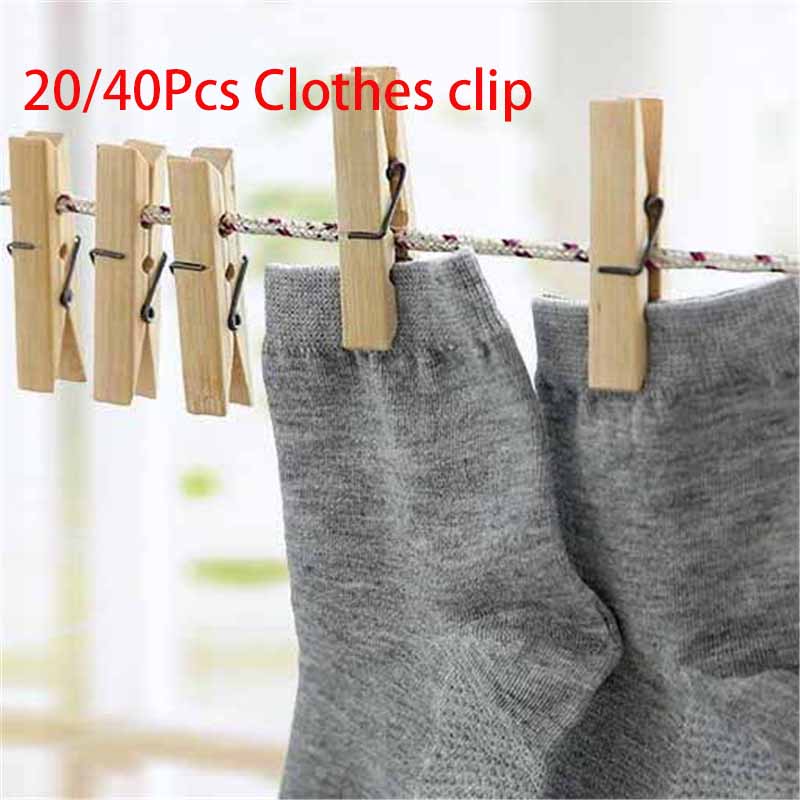 Бытовая бамбуковая клипса для одежды, носков, нижнего белья, простыней, сушки одежды, ветрозащитная фиксированная клипса для дома, аксессуары
